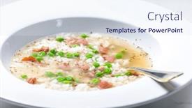  Presentation with peas - PPT theme having broth-of-smoked-meat background and a sky blue colored foreground
