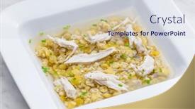  Presentation with peas - Slides with broth-with-chicken-meat-barley background and a sky blue colored foreground