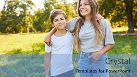  Presentation with siblings - Presentation enhanced with brother-and-sister-as-happy background and a light blue colored foreground