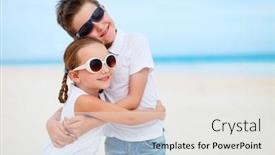  Presentation with sister - Slide deck with brother and sister at beach background and a white colored foreground
