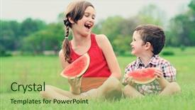  Presentation with sister - Slides enhanced with brother and sister eating watermelon background and a mint green colored foreground