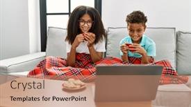  Presentation with sister - Slide deck featuring brother-and-sister-having-breakfast background and a coral colored foreground