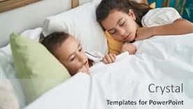  Presentation with sister - PPT theme featuring brother-and-sister-lying background and a white colored foreground