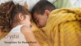  Presentation with sister - PPT theme enhanced with brother-and-sister-lying background and a gold colored foreground