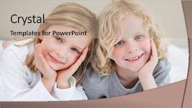  Presentation with sister - Presentation theme featuring brother and sister lying background and a  colored foreground