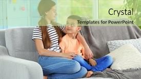  Presentation with sister - Audience pleasing theme consisting of brother and sister on couch backdrop and a soft green colored foreground