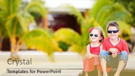  Presentation with destination - PPT theme enhanced with brother-and-sister-outdoors background and a yellow colored foreground