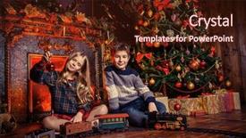  Presentation with christmas tree - Beautiful PPT layouts featuring brother-and-sister-playing backdrop and a wine colored foreground