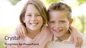  Presentation with sister - Beautiful slides featuring brother and sister sitting outdoors backdrop and a coral colored foreground