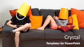  Presentation with sister - Amazing presentation theme having brother-and-sister-sitting backdrop and a tawny brown colored foreground