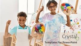  Presentation with sister - Theme enhanced with brother-and-sister-smiling-confident background and a coral colored foreground