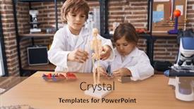  Presentation with anatomy - Slide deck having brother-and-sister-students-having background and a coral colored foreground