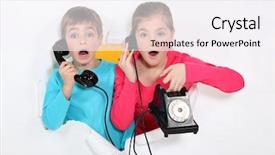  Presentation with old telephone - Amazing presentation having brother and sister using old telephone backdrop and a sky blue colored foreground