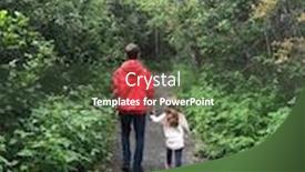  Presentation with walking trail - PPT theme having brother and sister walking in wooded trail background and a tawny brown colored foreground