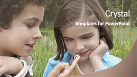  Presentation with caterpillar - Audience pleasing slide set consisting of brother and sister watching caterpillar backdrop and a violet colored foreground