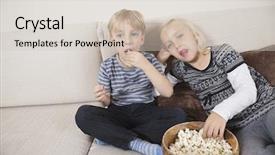  Presentation with sister - Beautiful PPT layouts featuring brother and sister watching tv and eating popcorn backdrop and a lemonade colored foreground