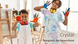  Presentation with sister - Slide deck with brother-and-sister-wearing-headphones background and a lemonade colored foreground