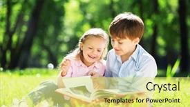  Presentation with sister - PPT theme having brother in the park reading background and a yellow colored foreground