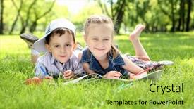  Presentation with sister - Presentation theme enhanced with brother in the park reading background and a  colored foreground