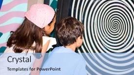  Presentation with illusion - Slide set enhanced with brother observing the optical illusion background and a light blue colored foreground