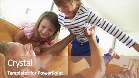  Presentation with father teaching children - Amazing presentation having brother sister - father and children lying backdrop and a coral colored foreground