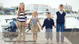  Presentation with kids fashion - Cool new presentation theme with brother sister - group of 4 fashion kids backdrop and a coral colored foreground