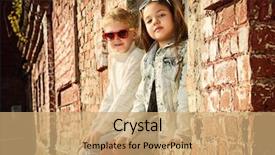  Presentation with street children - Beautiful presentation featuring brother sister - modern children wearing casual jeans backdrop and a coral colored foreground