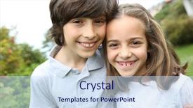  Presentation with kids garden - Beautiful PPT theme featuring brother sister - portrait of cute little kids backdrop and a sky blue colored foreground