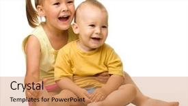  Presentation with sister - Presentation theme having brother sister - two children a girl background and a coral colored foreground