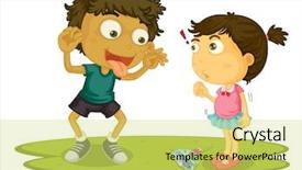  Presentation with teasing - Colorful presentation design enhanced with brother teasing his sister - eps backdrop and a  colored foreground