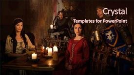  Presentation with communicate - Cool new slide set with brotherhood - medieval king and his subjects backdrop and a wine colored foreground