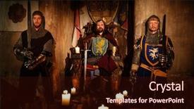  Presentation with knights - Colorful PPT theme enhanced with brotherhood - medieval king with his knights backdrop and a wine colored foreground