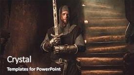  Presentation with knight - Slide set with brotherhood - medieval knight in ancient castle background and a wine colored foreground