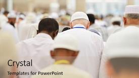  Presentation with crowd - Presentation consisting of brotherhood - muslim people in crowd background and a soft green colored foreground