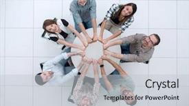  Presentation with business team join hands white - Slide set consisting of brotherhood - smiling business team folded their background and a light gray colored foreground