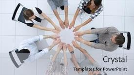  Presentation with team business top view - Cool new slide deck with brotherhood - top view successful business team backdrop and a light gray colored foreground