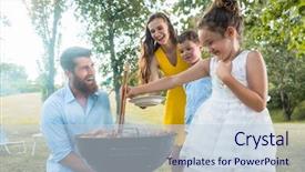  Presentation with bbq picnic - Presentation theme with brothers - cute funny girl using wooden background and a lemonade colored foreground