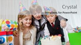  Presentation with birthday sister - Cool new PPT theme with brothers-and-sister-wearing-party backdrop and a light gray colored foreground