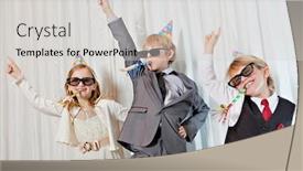  Presentation with puffer - Slide set enhanced with brothers-and-sister-wearing-sunglasses background and a light gray colored foreground