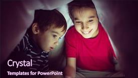  Presentation with computer room - Audience pleasing presentation design consisting of brothers kids with tablet computer backdrop and a wine colored foreground