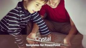  Presentation with computer games - Slide deck with brothers kids with tablet computer background and a tawny brown colored foreground