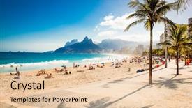  Presentation with ipanema beach - Colorful presentation design enhanced with brothers mountain on ipanema beach backdrop and a lemonade colored foreground
