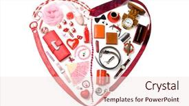  Presentation with lady - Colorful PPT theme enhanced with broucher - image of heart made up backdrop and a  colored foreground