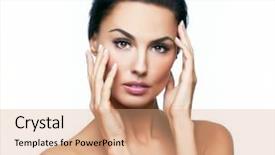  Presentation with portfolio - PPT layouts having brow - beautiful portrait of european young background and a coral colored foreground