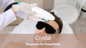  Presentation with laser epilation and cosmetology hair - PPT theme featuring brow lift - handsome man getting laser epilation background and a coral colored foreground