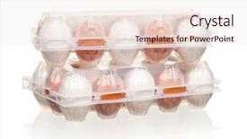  Presentation with plastic - Beautiful theme featuring brown and white eggs in the plastic box over white background backdrop and a lemonade colored foreground