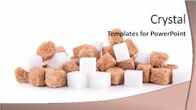  Presentation with sugar cubes - Theme having pile of crispy brown and rectangle shaped bread chips isolated over the white background set of two different foreshortenings background and a lemonade colored foreground.