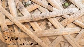  Presentation with nobody - Audience pleasing PPT theme consisting of brown and yellow rattan texture backdrop and a coral colored foreground
