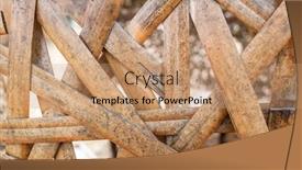  Presentation with nobody - Amazing PPT theme having brown-and-yellow-rattan-texture backdrop and a coral colored foreground