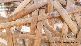  Presentation with nobody - Amazing PPT theme having brown-and-yellow-rattan-texture backdrop and a coral colored foreground